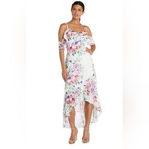 Women's Nightway Floral Off-The-Shoulder High-Low Dress Size 10